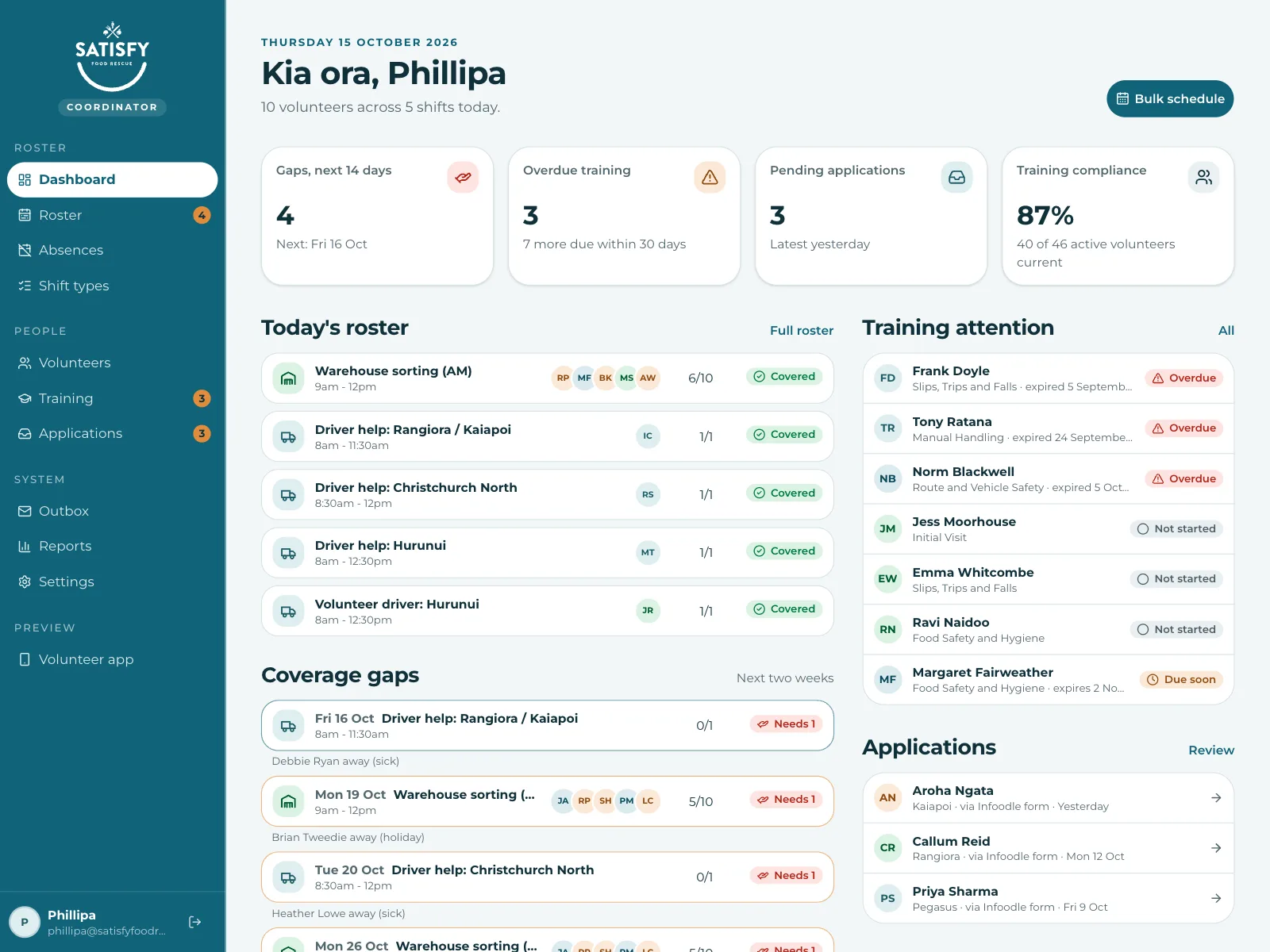 Satisfy Food Rescue - Volunteer Platform screenshot